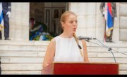 Говор министра Николе Селаковића  након одавања почасти и полагања венаца  код Спомен костурнице на острву Видо, поводом  обележавања 107. годишњице искрцавања српске војске на Јонска острва Крф и Видо