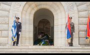Говор министра Николе Селаковића  након одавања почасти и полагања венаца  код Спомен костурнице на острву Видо, поводом  обележавања 107. годишњице искрцавања српске војске на Јонска острва Крф и Видо